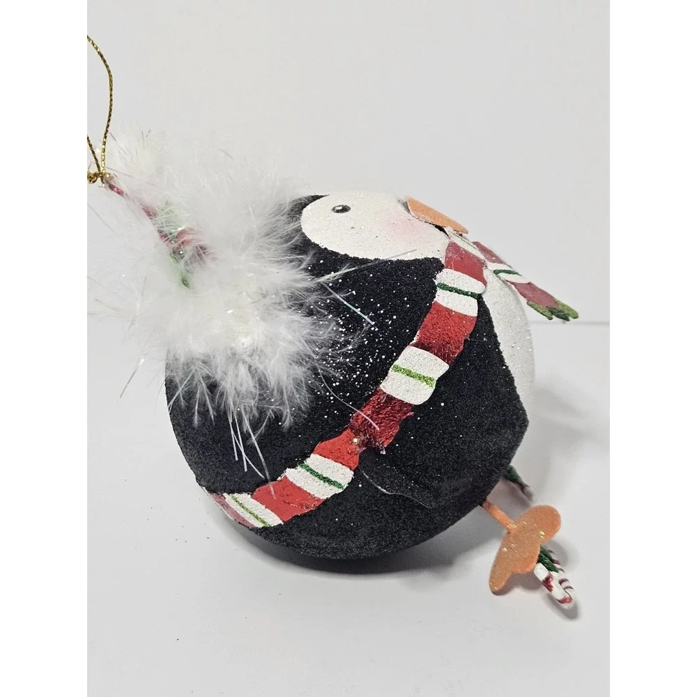 Pier 1 Imports Glitter Penguin Ball Ice Skates Christmas Ornament Fluffy Santa
